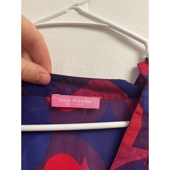 Isaac Mizrahi New York Womens Tunic Long Sleeve Sheer Blouse Multicolored Medium - Picture 6 of 6